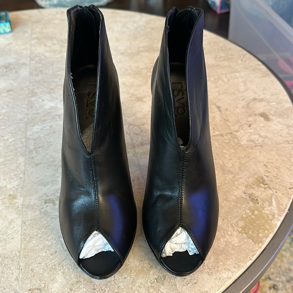 RSVP Open Toe Leather Ankle Booties Size 10 NEW